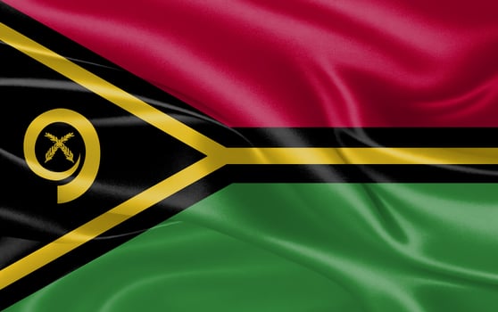 3d waving realistic silk national flag of Vanuatu. Happy national day Vanuatu flag background. close up photo