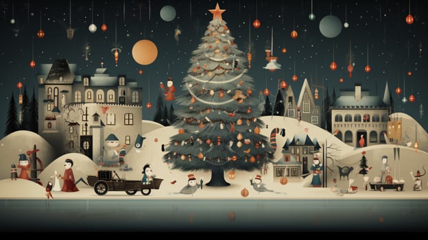 AI generated Ready to use Christmas holiday surreal postcard, with holiday feelings, in the holiday spirit. photo