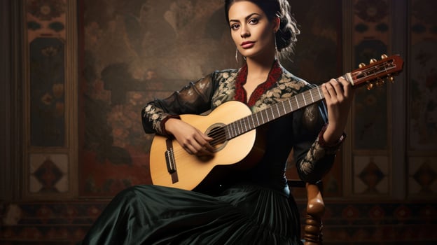 AI generated A Portuguese fado singer in traditional attire photo