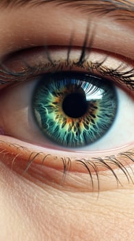 AI generated a close up of a woman's eye with a bright beautiful iris photo