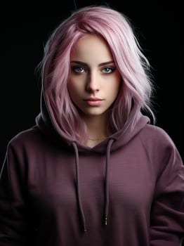 AI generated Young teenager wearing a colorful hoodie. Casual fashion photo