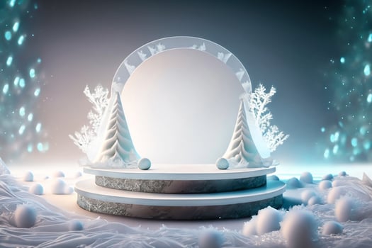 AI generated White Christmas background for product display 3d rendering photo