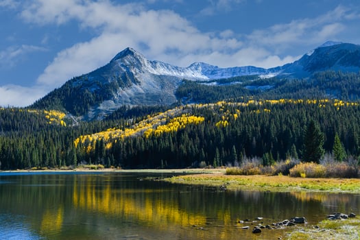 Autumn foliage on Lost Lake at Kebler Pass, Colorado. photo