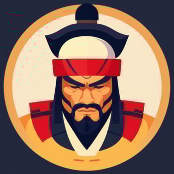 AI generated Samurai Icon Avatar Gamer Clip Art Sticker Decoration Simple Background photo