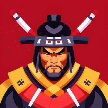 AI generated Samurai Icon Avatar Gamer Clip Art Sticker Decoration Simple Background photo