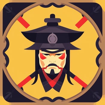 AI generated Samurai Icon Avatar Gamer Clip Art Sticker Decoration Simple Background photo