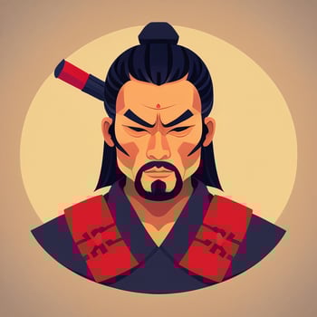 AI generated Samurai Icon Avatar Gamer Clip Art Sticker Decoration Simple Background photo