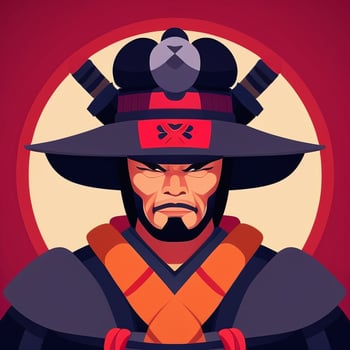 AI generated Samurai Icon Avatar Gamer Clip Art Sticker Decoration Simple Background photo