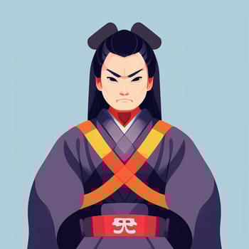 AI generated Samurai Icon Avatar Gamer Clip Art Sticker Decoration Simple Background photo