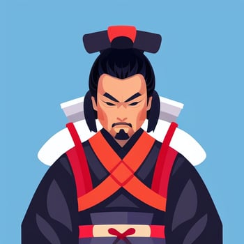 AI generated Samurai Icon Avatar Gamer Clip Art Sticker Decoration Simple Background photo