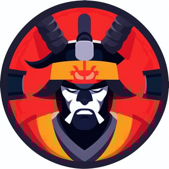 AI generated Samurai Icon Avatar Gamer Clip Art Sticker Decoration Simple Background photo