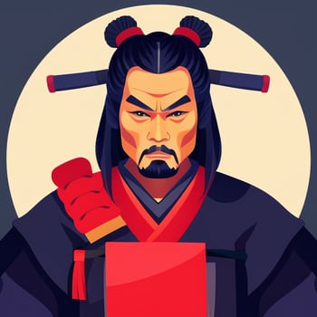 AI generated Samurai Icon Avatar Gamer Clip Art Sticker Decoration Simple Background photo