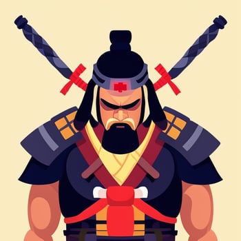 AI generated Samurai Icon Avatar Gamer Clip Art Sticker Decoration Simple Background photo