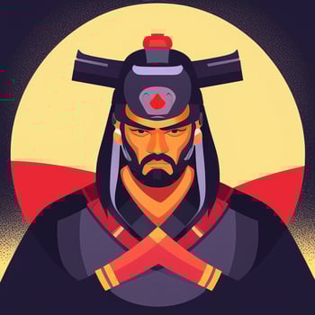 AI generated Samurai Icon Avatar Gamer Clip Art Sticker Decoration Simple Background photo