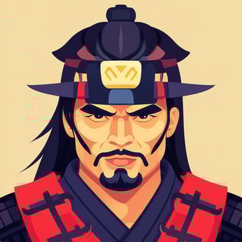 AI generated Samurai Icon Avatar Gamer Clip Art Sticker Decoration Simple Background photo