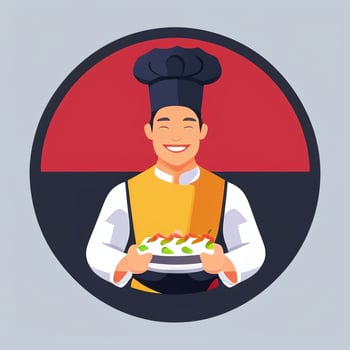 AI generated Chef Cook Avatar Icon Clip Art Sticker Decoration Simple Background photo