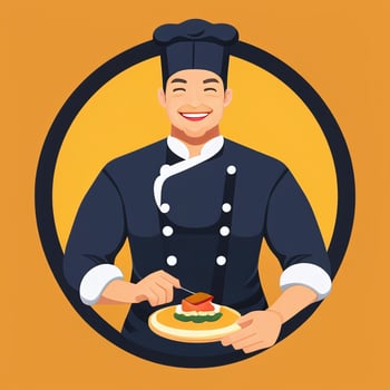 AI generated Chef Cook Avatar Icon Clip Art Sticker Decoration Simple Background photo