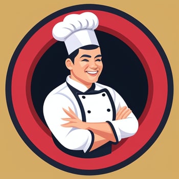 AI generated Chef Cook Avatar Icon Clip Art Sticker Decoration Simple Background photo
