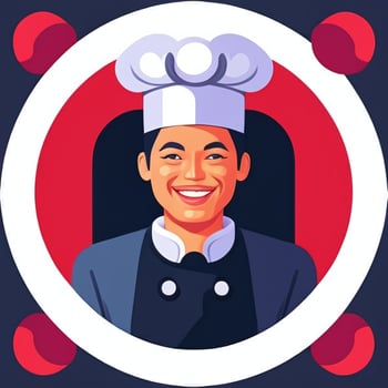 AI generated Chef Cook Avatar Icon Clip Art Sticker Decoration Simple Background photo