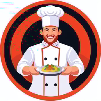 AI generated Chef Cook Avatar Icon Clip Art Sticker Decoration Simple Background photo
