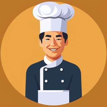 AI generated Chef Cook Avatar Icon Clip Art Sticker Decoration Simple Background photo