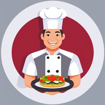AI generated Chef Cook Avatar Icon Clip Art Sticker Decoration Simple Background photo