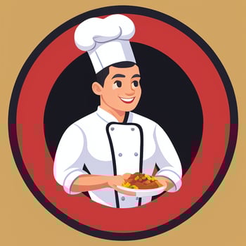 AI generated Chef Cook Avatar Icon Clip Art Sticker Decoration Simple Background photo