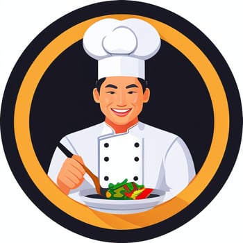 AI generated Chef Cook Avatar Icon Clip Art Sticker Decoration Simple Background photo
