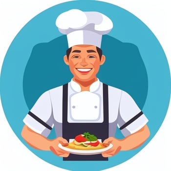 AI generated Chef Cook Avatar Icon Clip Art Sticker Decoration Simple Background photo