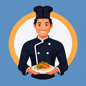 AI generated Chef Cook Avatar Icon Clip Art Sticker Decoration Simple Background photo