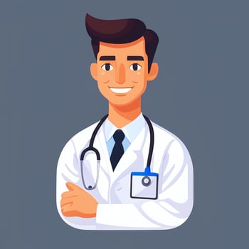 AI generated Doctor Medic Avatar Icon Clip Art Sticker Decoration Simple Background photo