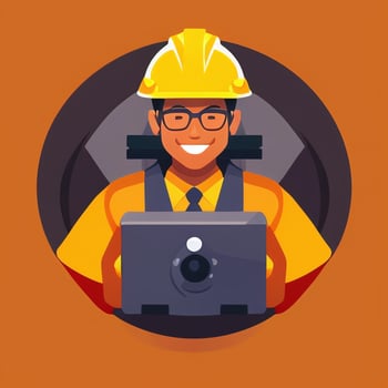 AI generated Engineer Avatar Icon Clip Art Sticker Decoration Simple Background photo