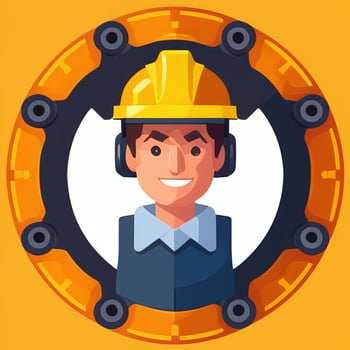 AI generated Engineer Avatar Icon Clip Art Sticker Decoration Simple Background photo