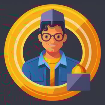 AI generated Engineer Avatar Icon Clip Art Sticker Decoration Simple Background photo