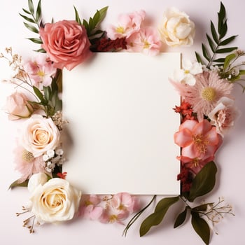 AI generated Wedding Event Party Floral Decoration Invitation Card photo