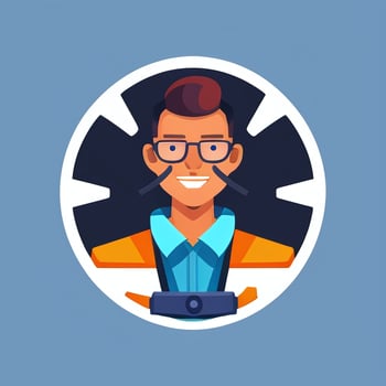 AI generated Engineer Avatar Icon Clip Art Sticker Decoration Simple Background photo