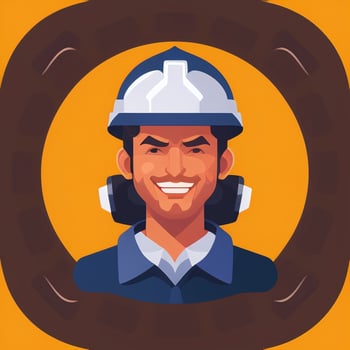 AI generated Engineer Avatar Icon Clip Art Sticker Decoration Simple Background photo