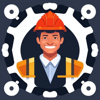 AI generated Engineer Avatar Icon Clip Art Sticker Decoration Simple Background photo