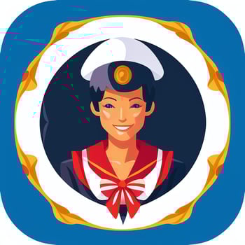 AI generated Sailor Avatar Icon Clip Art Sticker Decoration Simple Background photo
