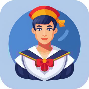 AI generated Sailor Avatar Icon Clip Art Sticker Decoration Simple Background photo