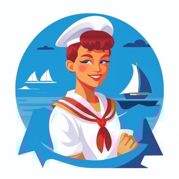 AI generated Sailor Avatar Icon Clip Art Sticker Decoration Simple Background photo