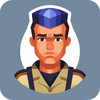 AI generated Soldier Avatar Potrait Icon Clip Art Sticker Decoration Simple Background photo