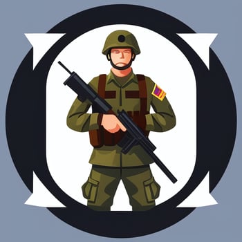 AI generated Soldier Avatar Potrait Icon Clip Art Sticker Decoration Simple Background photo