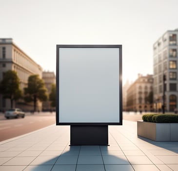 AI generated A blank advertisement mockup with city in the background. photo