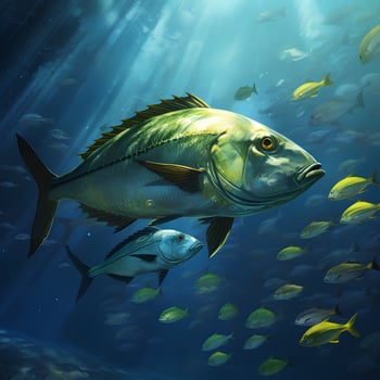 AI generated Beautiful fish underwater at depth photo