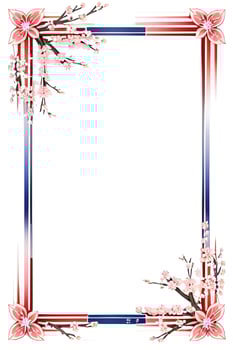 AI generated Japanese border frame, Sakura border frame Illustration photo