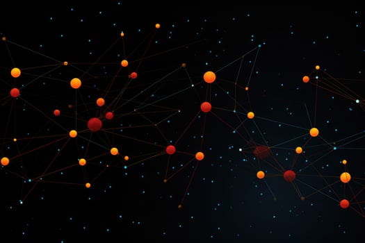 AI generated Abstract polygonal space low poly dark background with connecting dots and lines, Complex digital network system with interconnected dots and lines on a black background, AI Generated photo