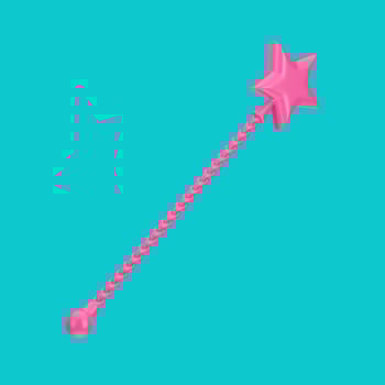 Pink Magic wand with Star on Top in Duotone Style. 3d Rendering photo