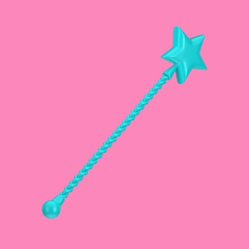 Blue Magic wand with Star on Top in Duotone Style. 3d Rendering photo