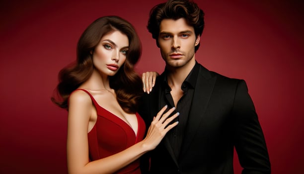 AI generated Romantic Elegance. A Beautiful Couple Embracing Love and Style photo